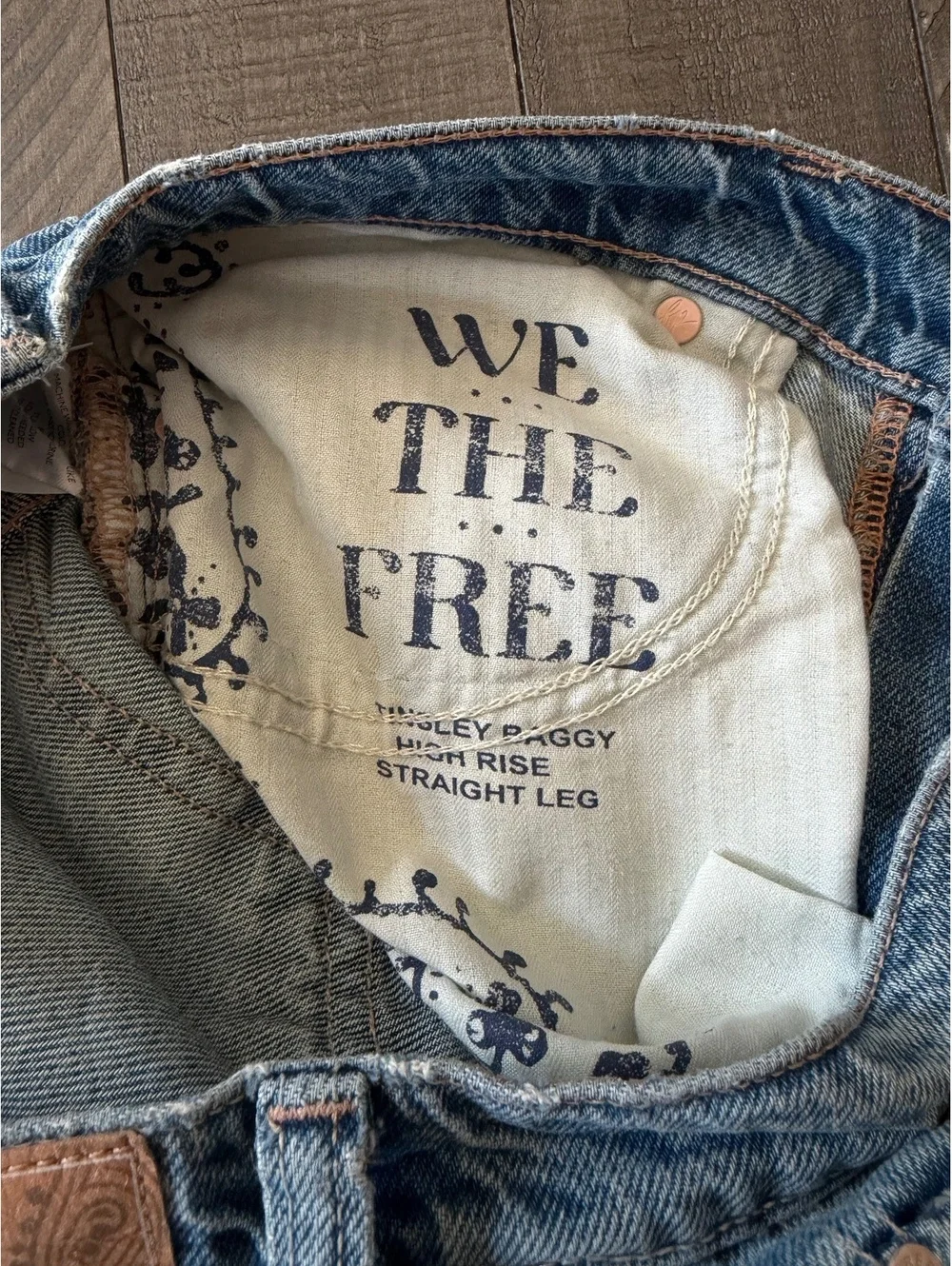 We The Free Tinsely Baggy High Rise Straight Leg Jeans